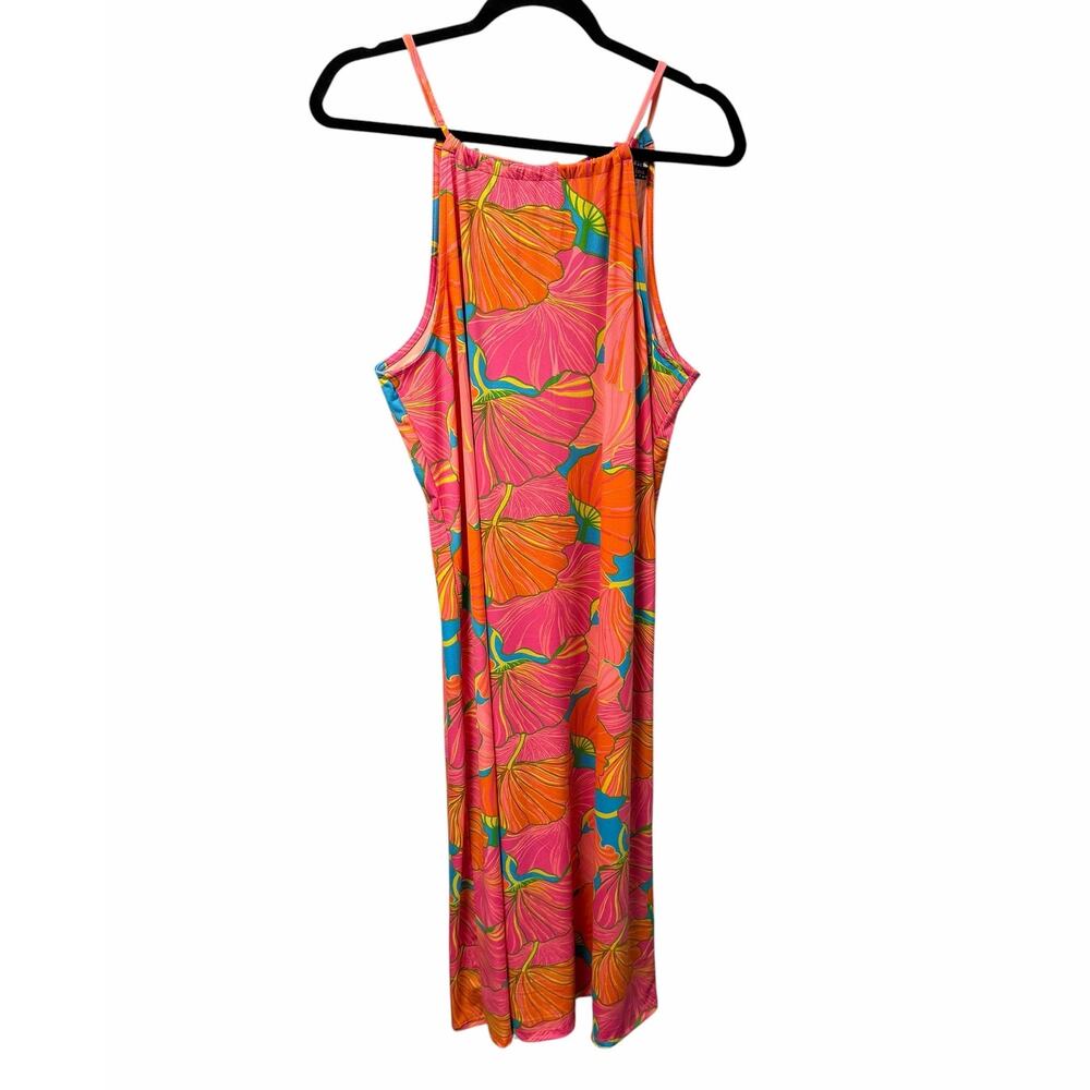 Trina Turk Milan Gingko Drawstring Halter Neck Maxi Dress Multi Floral Medium